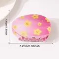 Pinza para el pelo con forma de huevo de Pascua rosa y flores amarillas, 7,2 cm - Estilo Rosa con Pequeñas Flores Amarillas (C2-3-20)