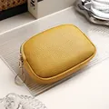 Compact yellow pebbled leather coin purse with gold-tone zipper and key ring - Zipper Coin Purse (407) / Yellow