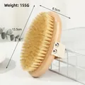 Professional natural boar bristle body brush with wooden handle and strap, 13.5x8.5cm - Beech Wood Large Handheld Boar Bristle Brush 13.5x8.5cm