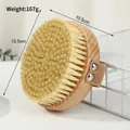 Natural bristle wooden body brush with 10.5cm diameter and strap - 10227 Beechwood Round Head Sisal Brush 10.5*10.5 (OPP)