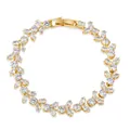 Élégant bracelet plaqué or avec des zircons cubiques marquises et ronds scintillants - Or 18 carats / Or-Zircon Clair (Style Épi de Blé)