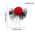 Spooky Halloween skeleton hand hair clip with red flower, black mesh and spiders decoration - Skeleton Hand With Red Carnation And Spider (L2-3红花) / 24x7x20cm / Red Flower
