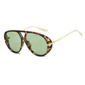 Trendy oversized aviator sunglasses with tortoise shell frame and light green lenses. - Leopard Transparent Green
