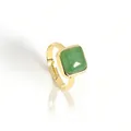 Minimalist adjustable gold plated ring featuring a square green gemstone for women - Adjustable Open / Green Aventurine