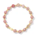 Elegant faceted natural stone bead bracelet with a gold heart charm and spacers - 19cm / Faceted Wood Grain Stone