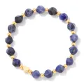 Faceted blue stone bead bracelet featuring a polished gold heart charm for women - 19cm / Blue Vein Stone Faceted