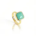 Adjustable gold ring with square green gemstone for women, minimalist ins style - Adjustable Open / Amazonite