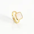 Elegant gold plated adjustable ring featuring a square cut pale pink moonstone gemstone - Adjustable Open / Moonstone