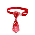 Vue détaillée de la cravate de Noël rouge pour animaux avec motifs festifs de renne - Style 10 / 1*(20-36)CM