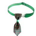 Detail view of green Christmas pet plaid tie with adjustable ribbon collar and snowflake - Style 4 / 1*(20-36)CM