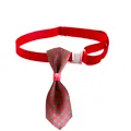 Close-up of a red and green plaid pet necktie with a festive snowflake knot detail - Style 2 / 1*(20-36)CM