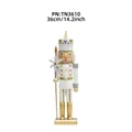 36cm white and gold wooden nutcracker soldier figurine with glitter snowflake staff - Gold Snowflake (R3610) / 36cm