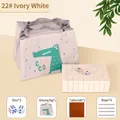 Tragbares Mini-Reise-Mahjong-Set in Elfenbeinweiß mit Krokodiltasche und Würfeln - Nr. 22 Elfenbeinweiß / Handtasche Und Tischtuch Und Lineale Und Würfel