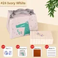 Tragbares Mini-Mahjong-Set in Elfenbeinweiß mit Krokodil-Tragetasche für Reisen - Nr. 24 Elfenbeinweiß / Handtasche Und Tischtuch Und Lineale Und Würfel