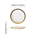 European style ceramic plate with gold rim and scalloped edges, 7.32 inches diameter - 7.5-Inch Gold-Rimmed Shallow Plate / White Gold Edge