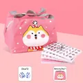Tragbares Mini-Reise-Mahjong-Set mit süßer rosa Cartoon-Tasche und zwei Würfeln - Nr. 24 Rosa / Handtasche Und Würfel