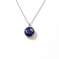 Roestvrijstalen medaillon ketting met blauw emaille ster- en maanzirkonia motief - Saffier Ruimte / Witgoud