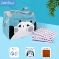 Tragbares Mini-Mahjong-Set mit süßer blauer Panda-Tasche, inklusive Würfel und Tischtuch - Blau / Handtasche Und Tischtuch Und Würfel