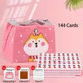 Tragbares Mini-Mahjong-Set mit 144 Steinen, rosa Cartoon-Tasche und Zubehörset - Nr. 26 Rosa / Handtasche Und Tischtuch Und Lineale
