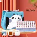 Tragbares Mini-Mahjong-Reiseset mit 144 Steinen und einer süßen Panda-Aufbewahrungstasche - Nr. 26 Blau / Handtasche Und Tischtuch Und Lineale