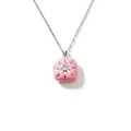 Roze geëmailleerde roestvrijstalen medaillonketting met zirkoonster voor foto's - Vierkant Hexagram / Roze