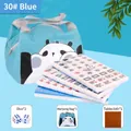 Tragbares Mini-Mahjong-Set mit Panda-Aufbewahrungstasche, Würfeln und Tischdecke für Reisen - Stil 30 Blau / Handtasche Und Tischtuch