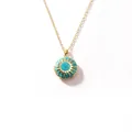 Elegante gouden stalen medaillon ketting met een blauwe zonnestraal emaille hanger - Zeeblauwe Zon / Goud