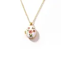 Gouden bloemen emaille roestvrijstalen openslaande medaillon ketting voor DIY foto's - Witte Bloem / Goud