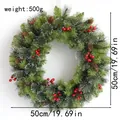 Details zum 50 cm großen Weihnachtskranz mit echten Zapfen und roten Beeren für Deko - Tannenzapfen Rote Beeren Kranz (50cm) / 50cm (Ohne Licht)
