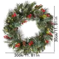 30cm Weihnachtskranz dekoriert mit roten Beeren, Tannenzapfen und warmen LED-Lichtern - 30cm