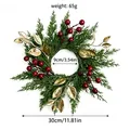 Corona de Navidad de agujas de pino con bayas rojas y hojas doradas decorativo - Guirnalda de Flores / Diámetro 30cm