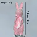 Sparkling pink glitter Easter bunny ornament with decorative ribbon bow 33cm tall - 33cm Height / Pink