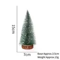 Mini artificial Christmas tree with snow decoration and wood base, 15cm height - 15cm Christmas Tree