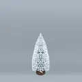 Miniatuur kerstboom met sneeuwbedekte naalden en houten voetstuk - Gewone Geflokte Stijl / 10cm