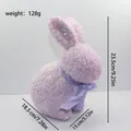 Glitzernder rosa Osterhase Deko-Figur mit lila Schleife, Höhe 23,5 cm für Feiertage - Höhe 23.5cm / Lila