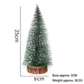 Miniature 25cm green Christmas tree decorated with white snow and natural wood base - 25cm Christmas Tree