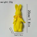 Bright yellow flocked Easter bunny ornament with bow, 7.8 inch height SKU view - 20cm Height / Bright Yellow