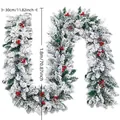 1,8m besneeuwde kerstslinger met dennenappels en rode bessen voor haarddecoratie. - Gedecoreerde Guirlande Stijl / 1.8m Gevlokte Slinger Met 6 Bessen 6 Dennenappels