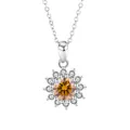 S925 Sterling Silber Sonnenblumen Anhänger Halskette mit bernsteinfarbenem Moissanit - 1 Karat (925er Silber) / Champagnergold Moissanit