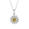 Elegante Halskette aus S925 Sterlingsilber mit Moissanit-Sonnenblumenanhänger in Gelb - 1 Karat (925er Silber) / Zitronengelber Moissanit