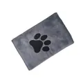 Soft grey microfiber quick-dry pet bath towel with black paw print for dogs and cats - Paw Decor Style / 60x100cm / Medium Grey