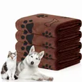 Set of 4 soft absorbent brown microfiber pet towels for dogs and cats, quick-drying - Graphic Print / 50x100cm / Coffee