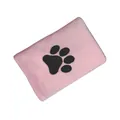 Soft pink microfiber pet bath towel featuring a black paw print design for dogs and cats - No Print Style / 30x30cm / Light Pink