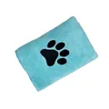 Light blue microfiber pet bath towel featuring a black paw print design for dogs and cats - Simple Style / 30x30cm / Green