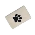 Soft absorbent microfiber pet towel with cute black paw print design in cream color - Simple Style / 30x30cm / Beige