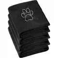 Set of black quick-drying microfiber pet bath towels featuring a cute white paw print motif. - Paw Decor Style / 60x100cm / Black