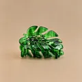 Elegant deep green monstera leaf acetate hair claw clip with glossy translucent finish - 2# [Bright Green] Leaf Hair Claw