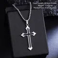Detailed view of a vintage stainless steel cross pendant necklace for men and women - Black Border Industrial Style Cross (08471) / Chain Length 60cm / Antique Silver