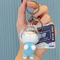Cute space series cat PVC keychain pendant with a clear helmet and blue suit - Cat / Lake Blue