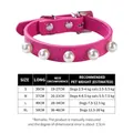 Elegant pink PU leather pet collar featuring white pearl studs with detailed size guide - Size S (1.5cm*30cm) / Rose Red